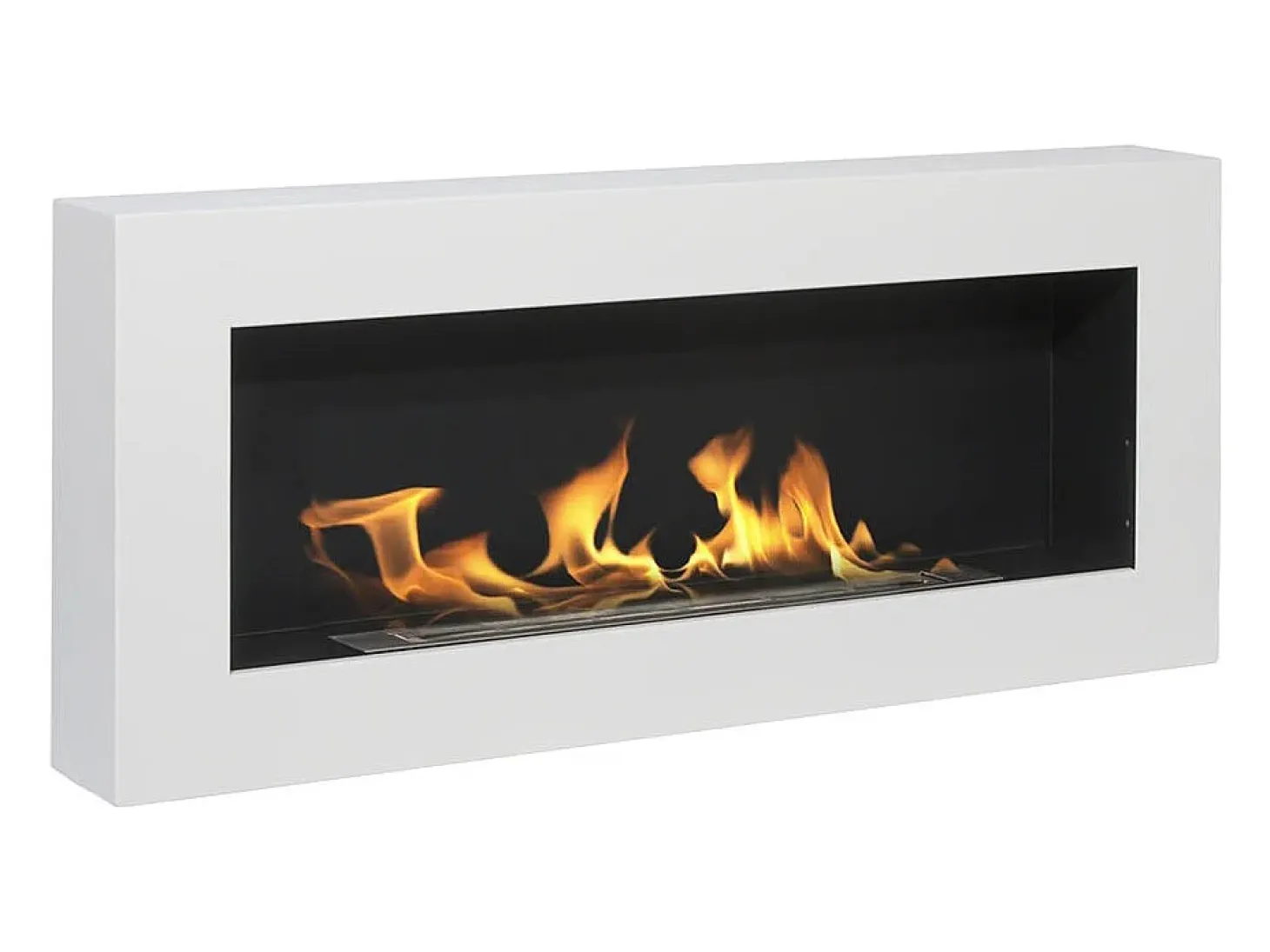 Chimenea de bioetanol de pared, color blanco Siena, L 90 x P 12 x H 40