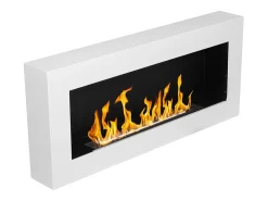 Chimenea de bioetanol de pared, color blanco Siena, L 90 x P 12 x H 40