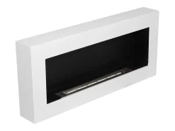 Chimenea de bioetanol de pared, color blanco Siena, L 90 x P 12 x H 40