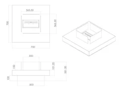 Chimenea de bioetanol de suelo Panarea White 70x70x35 para interior/exterior