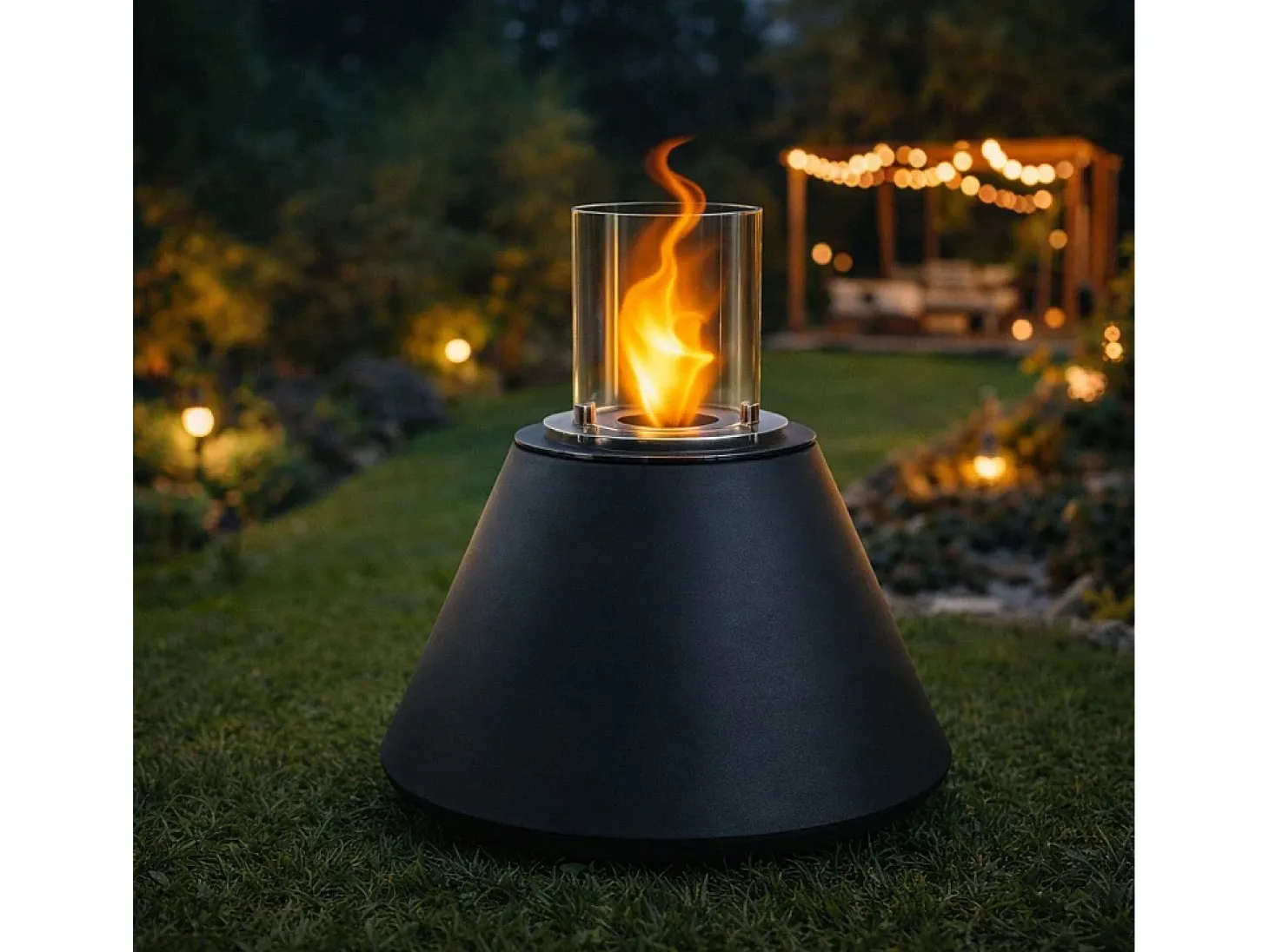 Chimenea de bioetanol de pie STROMBOLI antracita, brasero para interior y exterior, d.60 x h.56