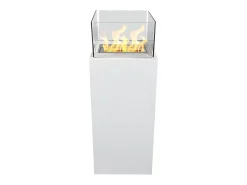 Chimenea de bioetanol de suelo para uso interior y exterior Ischia Blanco 40x40x115