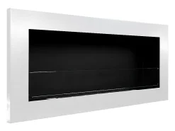 Chimenea de bioetanol de pared o empotrada Livorno White, L 90 x P 12 x H 40 con cristal