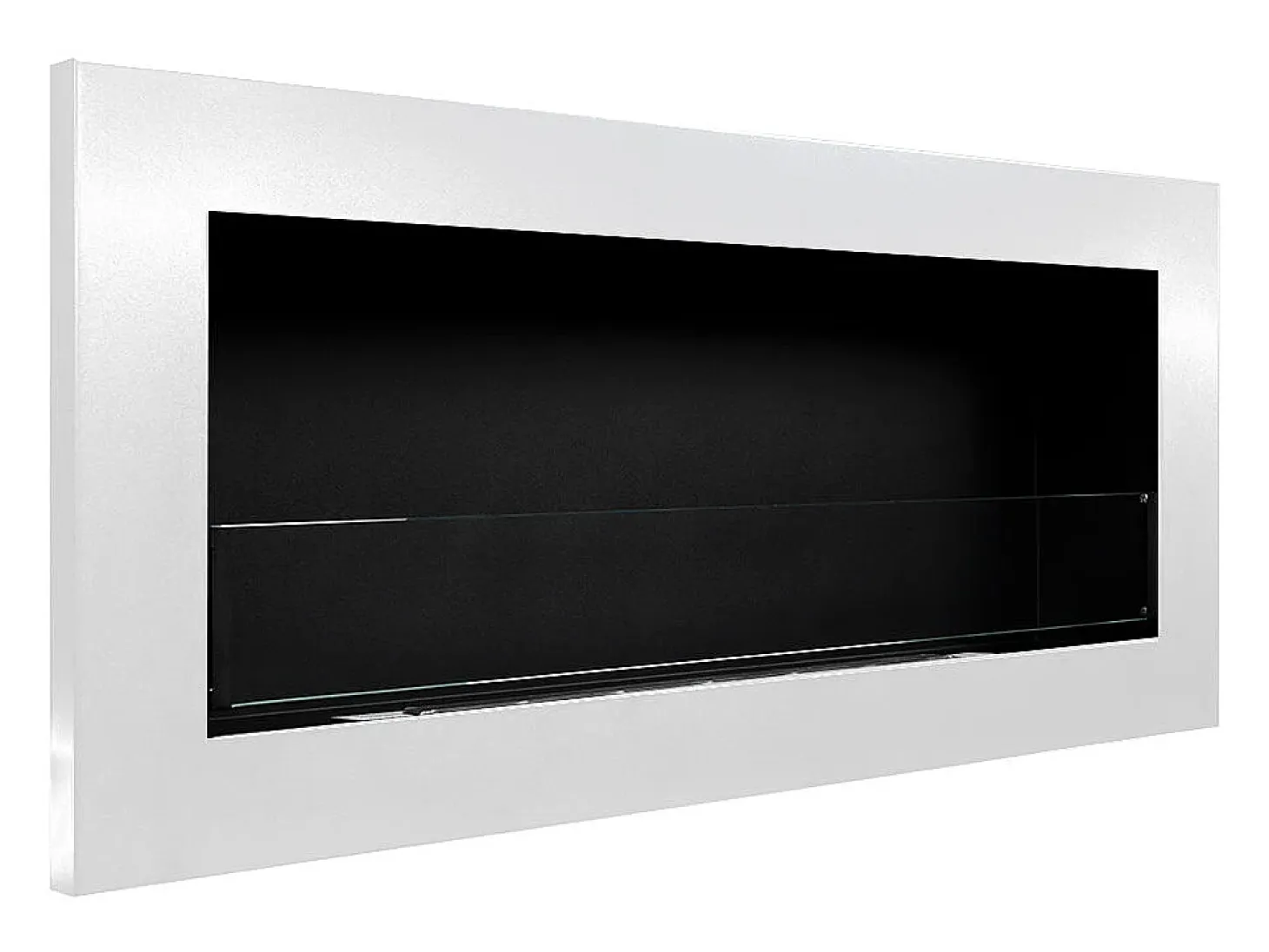 Chimenea de bioetanol de pared o empotrada Livorno White, L 90 x P 12 x H 40 con cristal