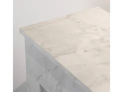 Chimenea de bioetanol de pie BELLINI en madera efecto mármol blanco Fabricada en Italia L96 x P35 x H96