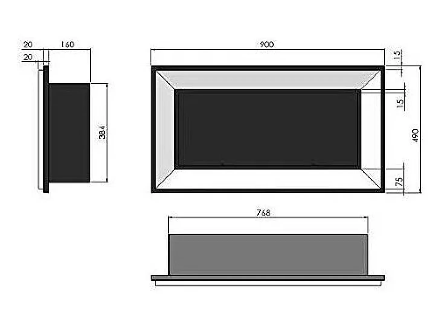Chimenea de bioetanol empotrada Frame 900 SimpleFire con cristal - Negro mate
