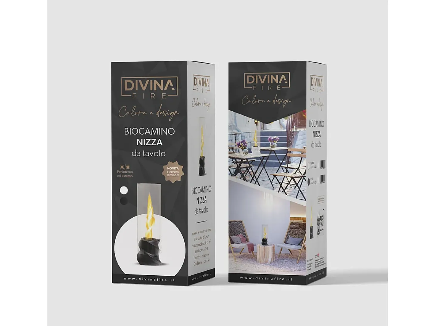 Chimenea de bioetanol mesa de biochimenea NIZZA Negro D14,5 x H46,5 interior exterior
