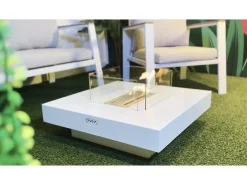 Chimenea de bioetanol para uso interior y exterior Panarea Blanco 70x70x35