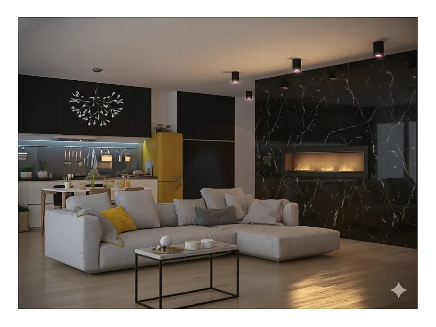 Chimenea de bioetanol Sololed Frame 1800, de pared, con cristal incluido, 3 quemadores de 1 litro - Negro mate