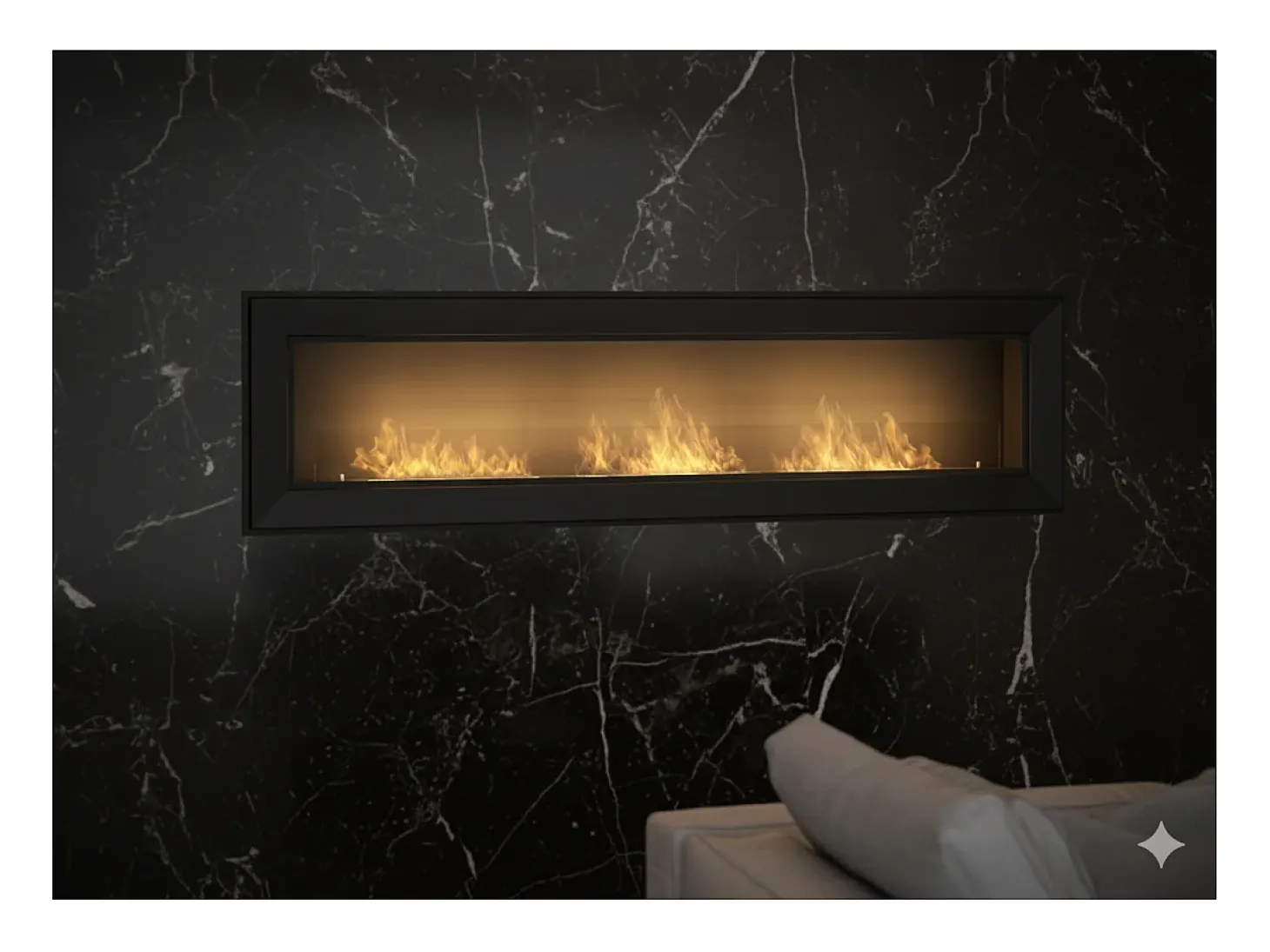 Chimenea de bioetanol Sololed Frame 1800, de pared, con cristal incluido, 3 quemadores de 1 litro - Negro mate