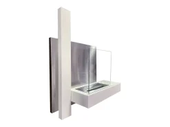 Chimenea de bioetanol VIENNA, biochimenea de pared, blanca, L65 x H75 x D23