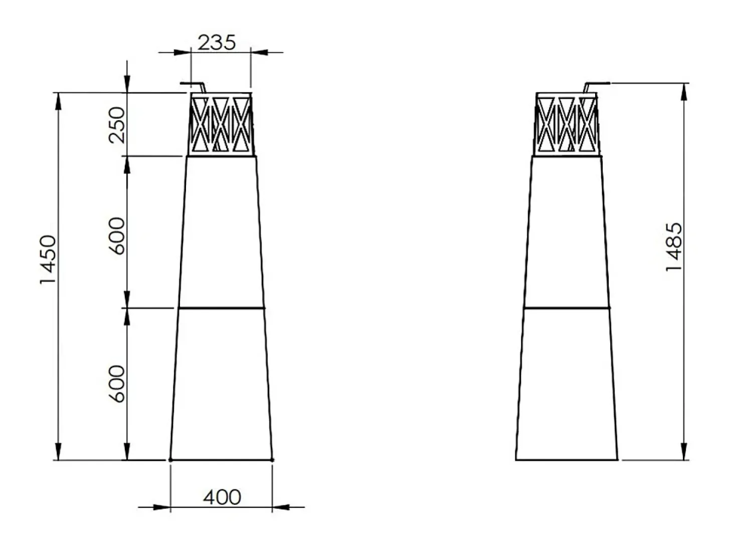 Chimenea de jardín de bioetanol para exterior Vulcano White 40x40x145
