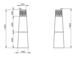 Chimenea de jardín de bioetanol para exterior Vulcano Nero 40x40x145 mm