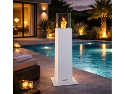 Chimenea de jardín de bioetanol para exterior Capri 110 blanca