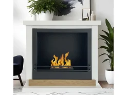 Chimenea de suelo de bioetanol Biochimenea Stockholm en madera blanca L75xD24xH68 cm