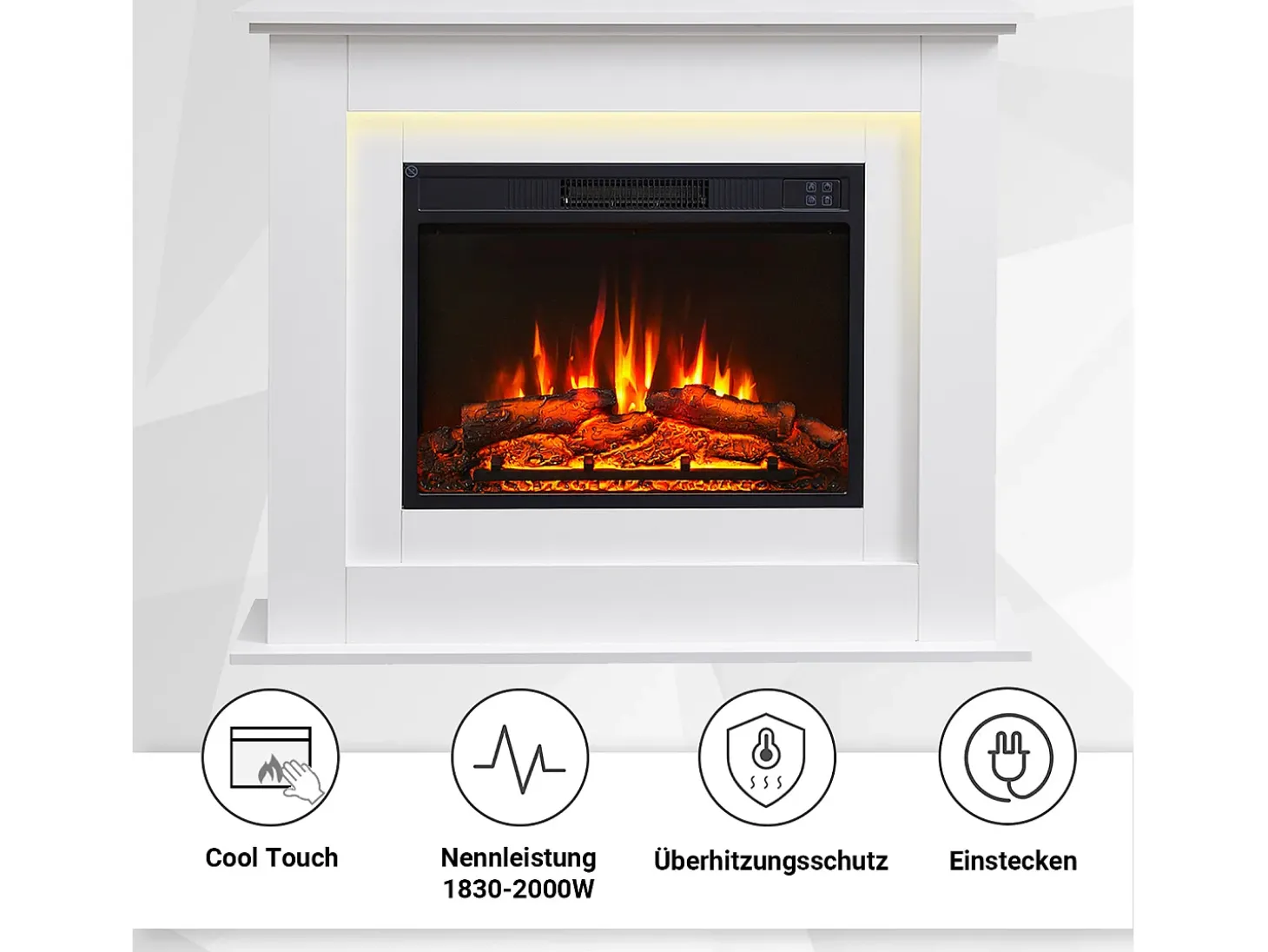 Chimenea eléctrica BALDERIA Finn - Chimenea de pie - Blanca