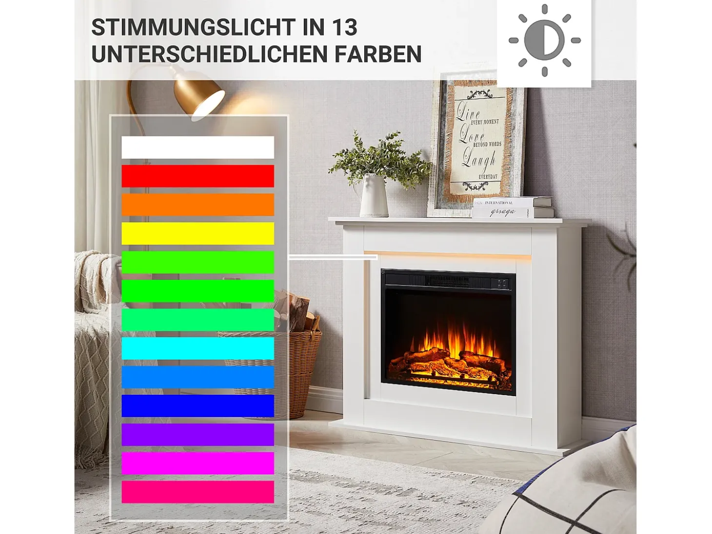 Chimenea eléctrica BALDERIA Finn - Chimenea de pie - Blanca