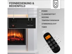 Chimenea eléctrica BALDERIA Candela - Chimenea de esquina, calefacción 2000 W - Blanco