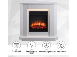 Chimenea eléctrica BALDERIA Candela - Chimenea de esquina, calefacción 2000 W - Blanco