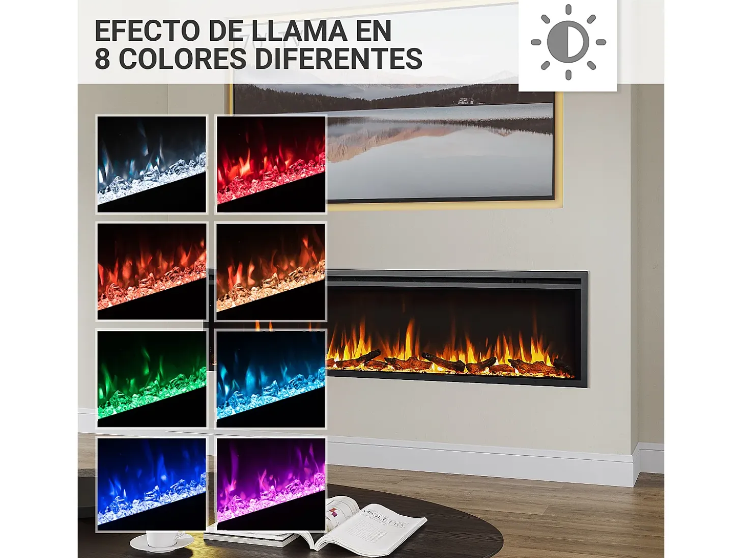 Chimenea eléctrica BALDERIA Atalanta 72 - Chimenea empotrable - Negro