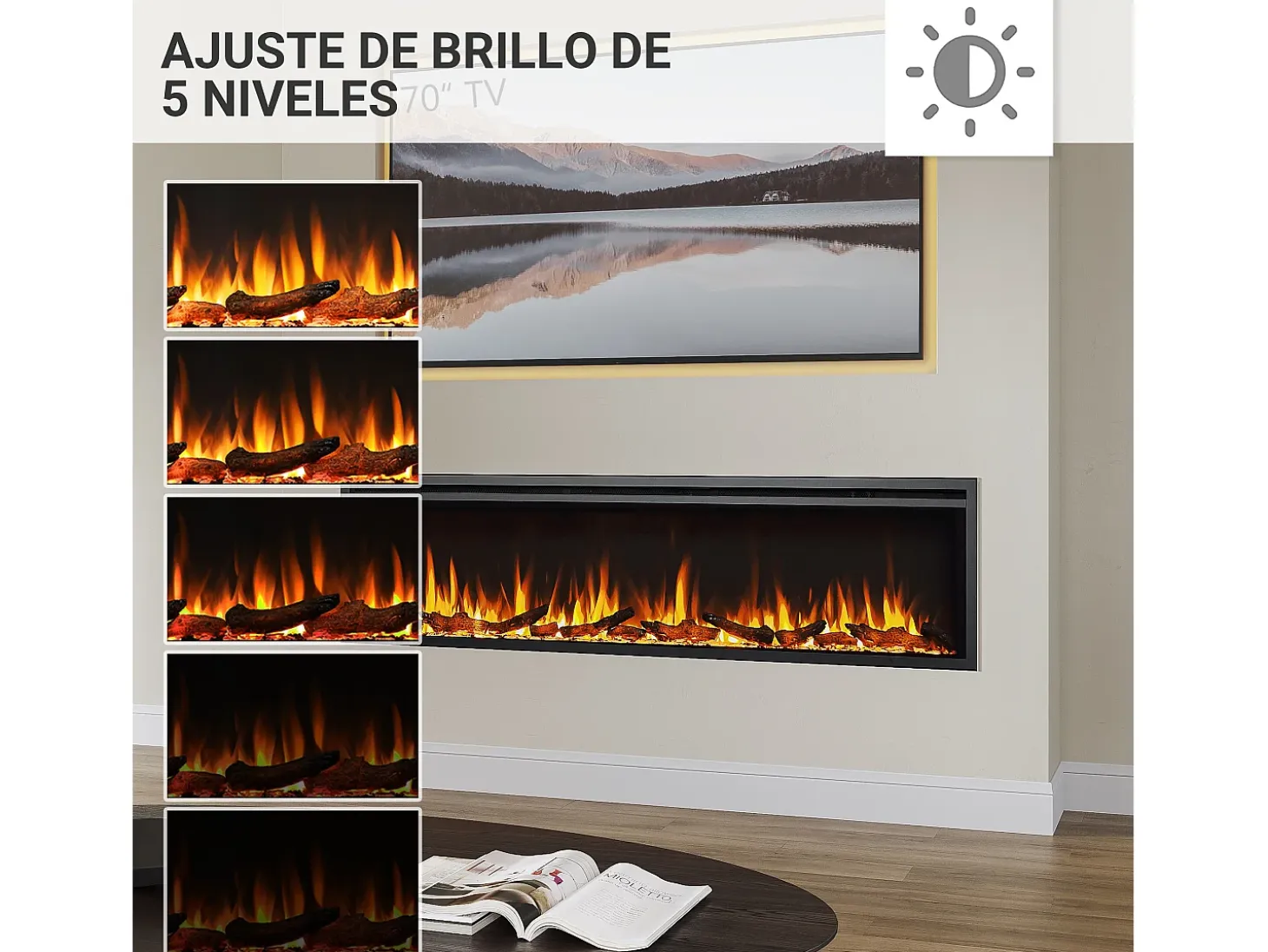 Chimenea eléctrica BALDERIA Atalanta 72 - Chimenea empotrable - Negro