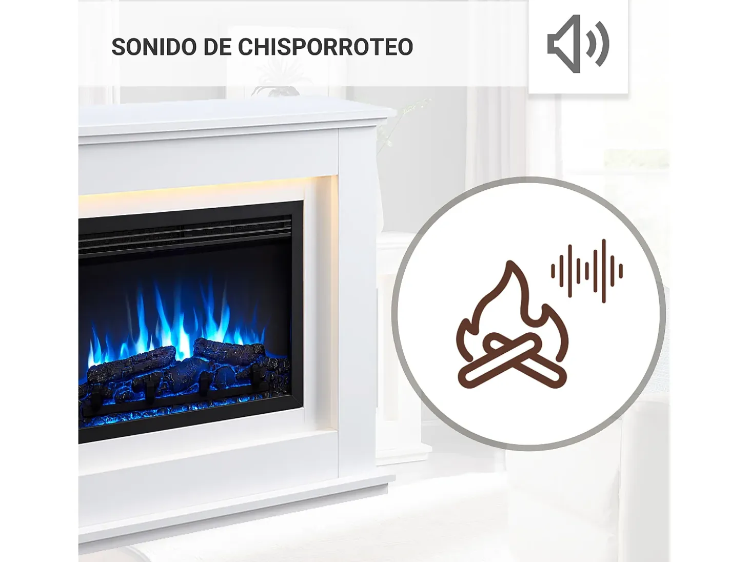 Chimenea eléctrica BALDERIA Baldur - Chimenea de pie - Blanca