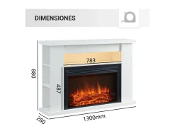 Chimenea eléctrica BALDERIA Ruby - Chimenea de pie con calefacción 2000 W - Blanco