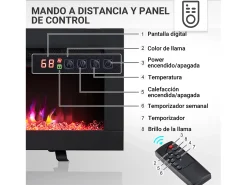 Chimenea eléctrica BALDERIA Agnes 60 - Chimenea de pared o empotrable - Negro