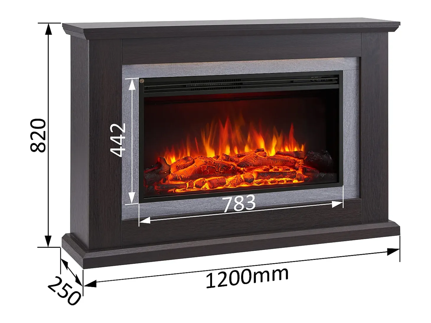 Chimenea eléctrica BALDERIA Xenia - Chimenea de pie, calefacción 2000 W - Roble oscuro
