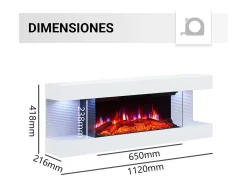 Chimenea eléctrica BALDERIA Lumina - Chimenea de pared - Blanca
