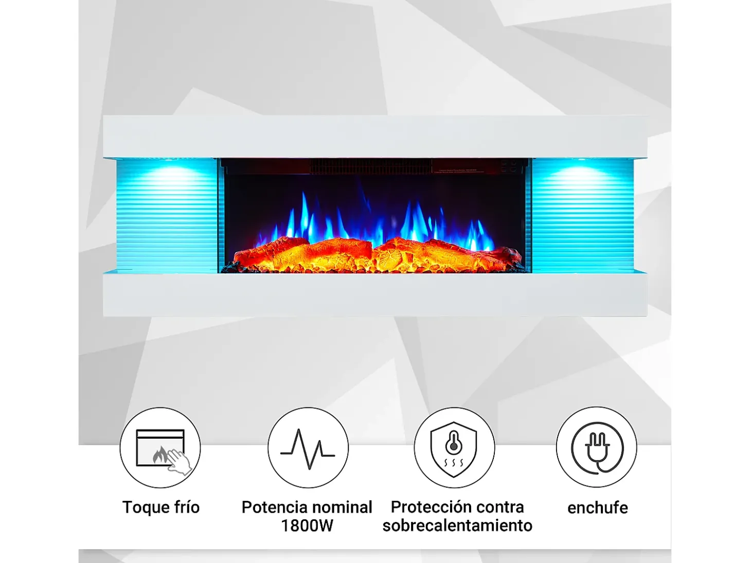 Chimenea eléctrica BALDERIA Lumina - Chimenea de pared - Blanca