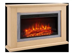 Chimenea eléctrica BALDERIA Xenia - Chimenea de pie con calefacción - Roble claro