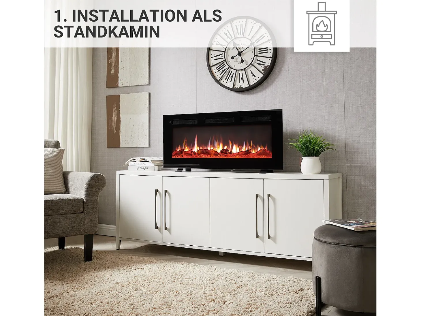 Chimenea eléctrica BALDERIA Leif 40 - 3 en 1 - negro
