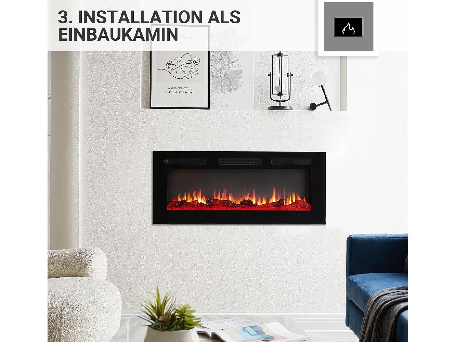 Chimenea eléctrica BALDERIA Leif 40 - 3 en 1 - negro