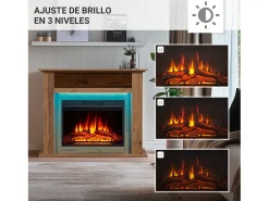 Chimenea eléctrica BALDERIA Liora - Chimenea de pie, estante, calefacción - Roble oscuro