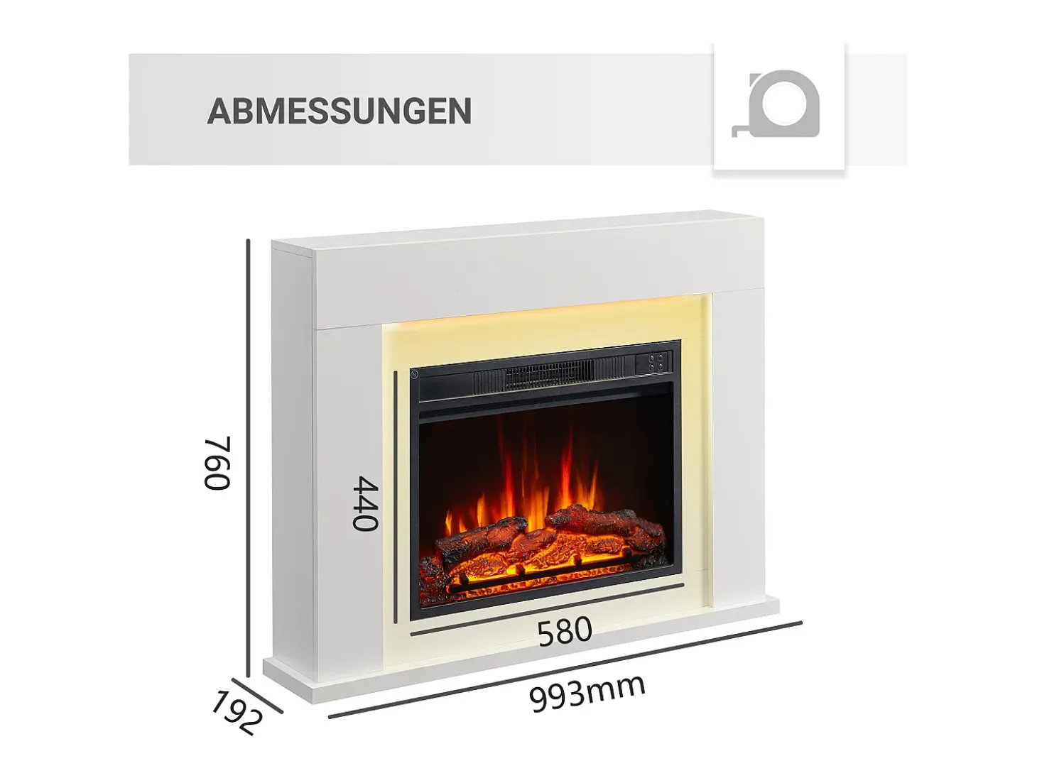 Chimenea eléctrica BALDERIA Finn Design - Chimenea de pie - Blanca