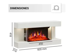 Chimenea eléctrica BALDERIA Ida ñ Chimenea de pared - Blanco