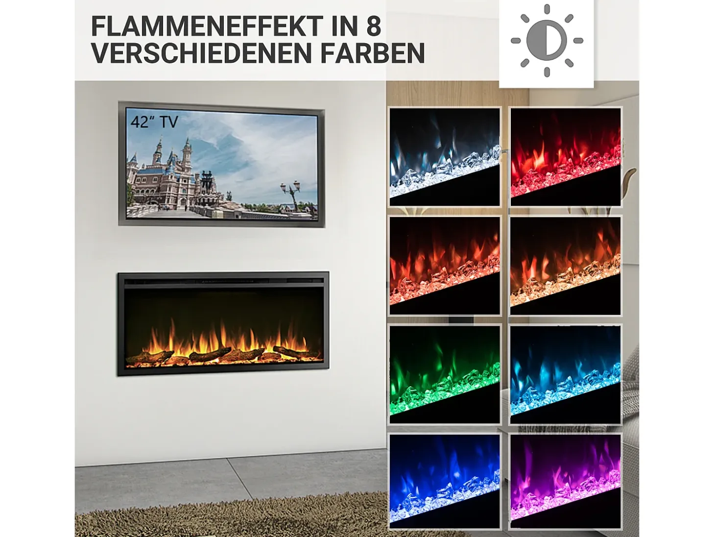 Chimenea eléctrica BALDERIA Atalanta 40 - Chimenea empotrable - Negro