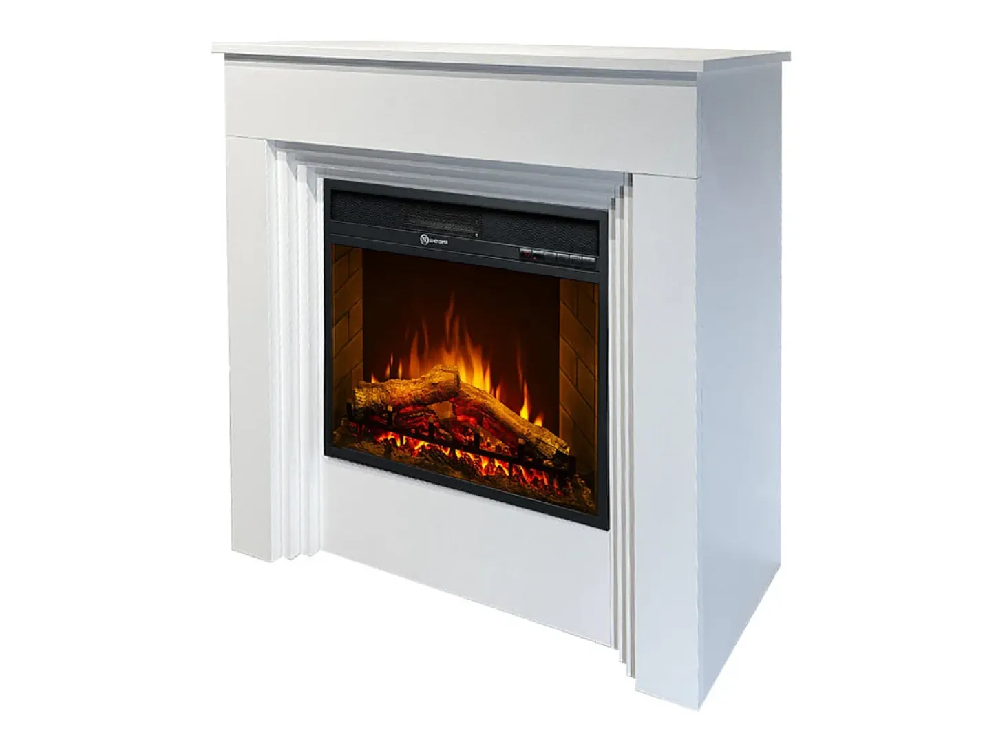 Chimenea eléctrica BELLINI, chimenea de pie, madera blanca, fabricada en Italia, L96 x P35 x H96
