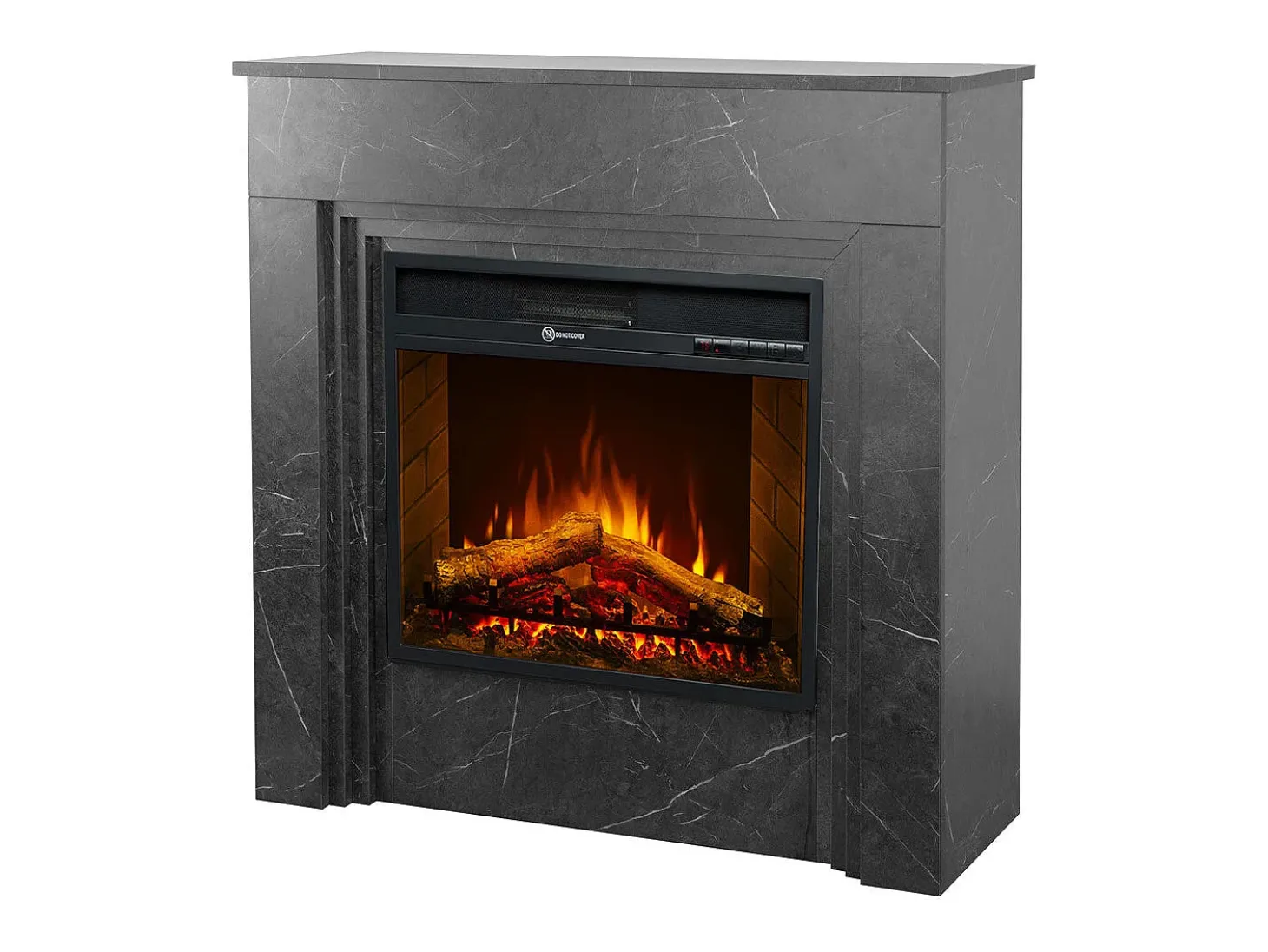 Chimenea eléctrica BELLINI, chimenea de pie en madera efecto mármol negro, Made in Italy, L96 x P35 x H96