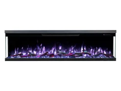 Chimenea eléctrica de 3 caras UNITY 183 - fuego premium, de pared o empotrada - 183x19x36 cm - LED decorativa con calefacción 900/1800W