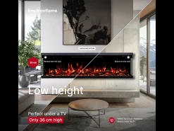 Chimenea eléctrica de 3 caras UNITY 183 - fuego premium, de pared o empotrada - 183x19x36 cm - LED decorativa con calefacción 900/1800W