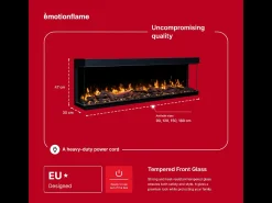 Chimenea eléctrica de 3 caras SOLIS 120 - fuego premium, empotrada - 120x30x46 cm - LED decorativa con calefacción 750/1500 W