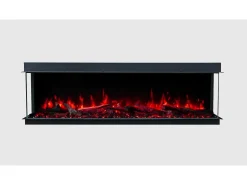 Chimenea eléctrica de 3 caras SOLIS 120 - fuego premium, empotrada - 120x30x46 cm - LED decorativa con calefacción 750/1500 W