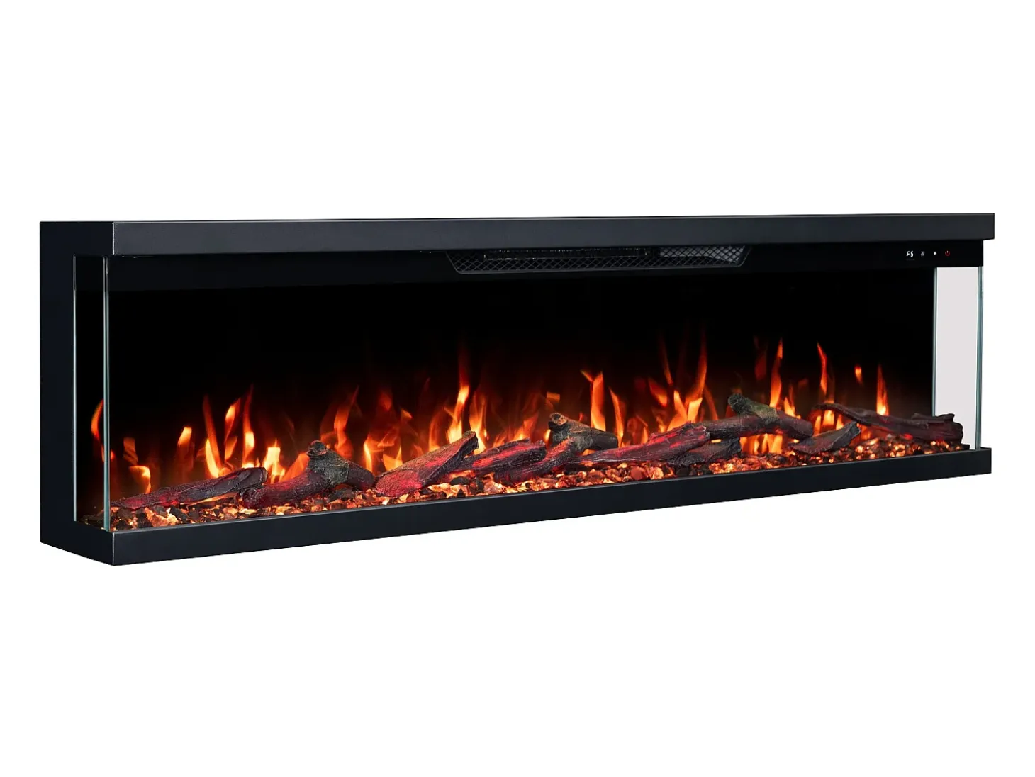 Chimenea eléctrica de 3 caras UNITY 107 - fuego premium, de pared o empotrada - 107x19x36 cm - LED decorativa con calefacción 900/1800W