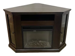 Chimenea eléctrica de esquina MADISON de nogal (largo x fondo x alto)