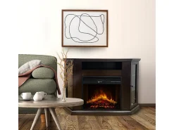 Chimenea eléctrica de esquina MADISON de nogal (largo x fondo x alto)