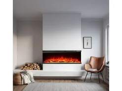 Chimenea eléctrica de pared, chimenea empotrada de 3 lados, BOSTON130 L127 x D20 x H44