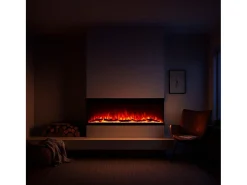 Chimenea eléctrica de pared, chimenea empotrada de 3 lados, BOSTON130 L127 x D20 x H44