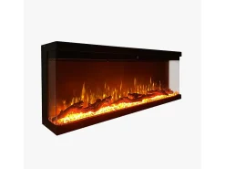 Chimenea eléctrica de pared, chimenea empotrada de 3 lados, BOSTON130 L127 x D20 x H44